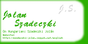 jolan szadeczki business card